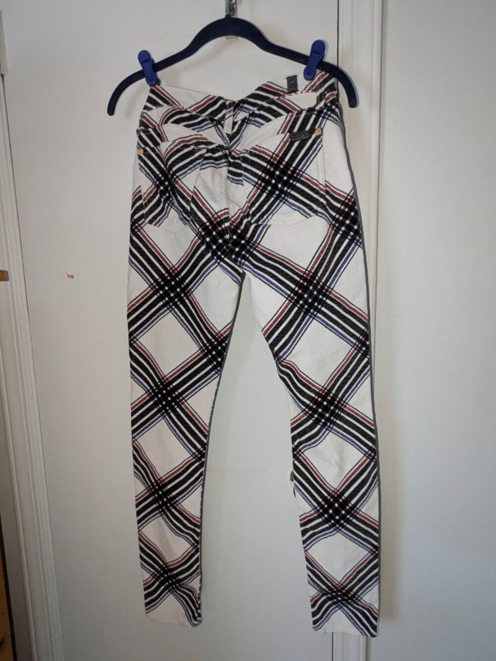 WOMENS 7 FOR ALL MANKIND VELOR/VELVET PLAID PANTS - SIZE 27 - Picture 3 of 12